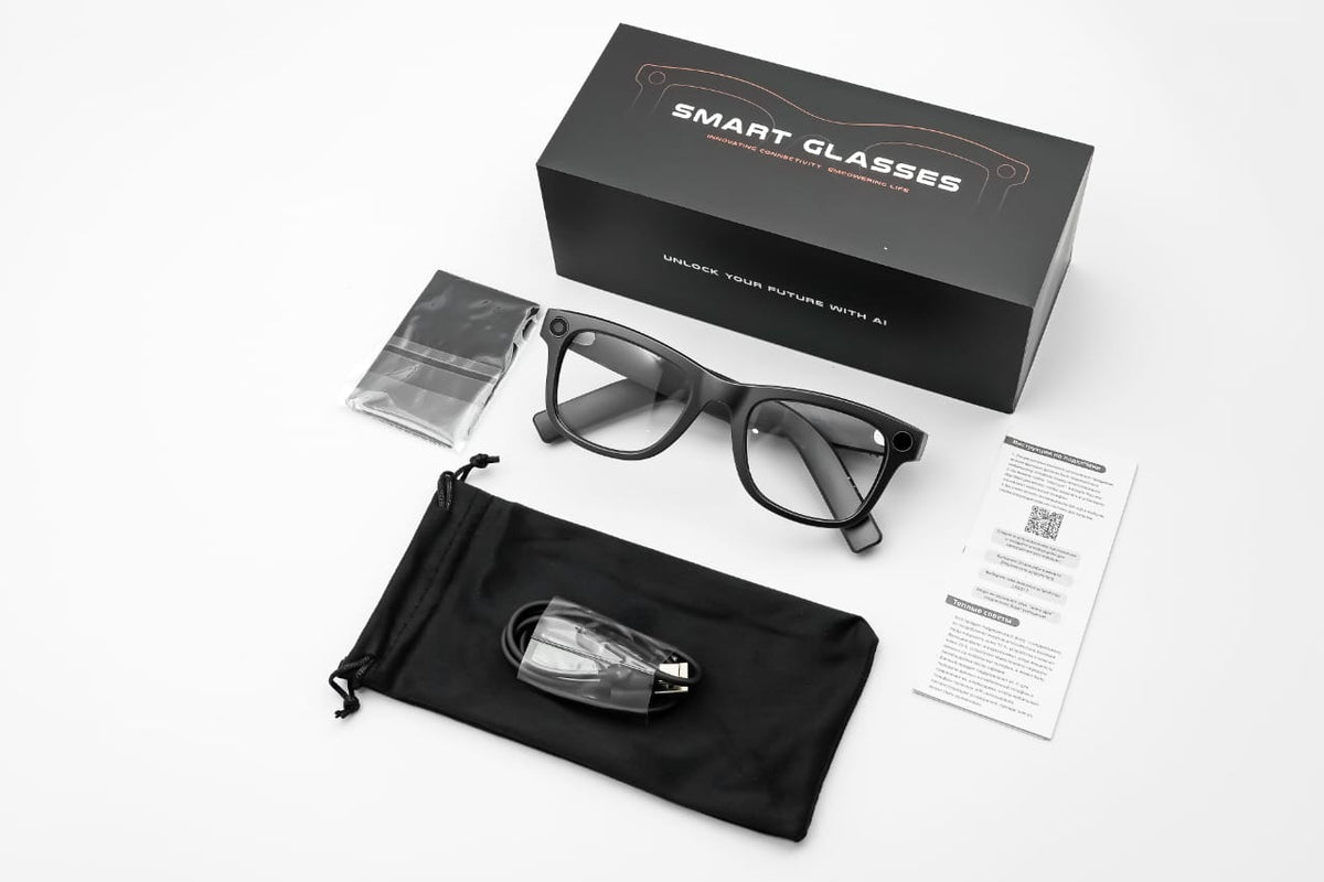 YEESH - AG01 AI Smart Glasses – Premium Smarta Glasögon med 8 MP-kamera, AI-assistent, Bluetooth, Wi-Fi & Realtidsöversättning
