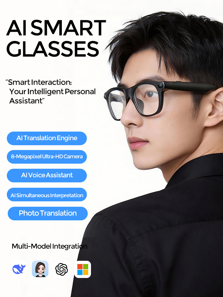YEESH - GL12 AI Smart Glasses – Premium Smarta Glasögon med AI-assistent, Bluetooth & Realtidsöversättning