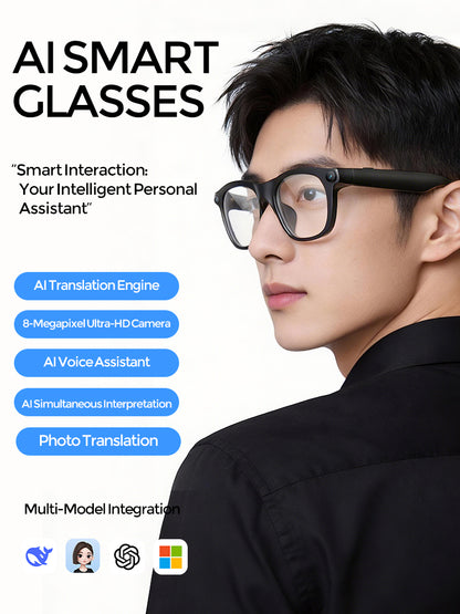YEESH - GL12 AI Smart Glasses – Premium Smarta Glasögon med AI-assistent, Bluetooth & Realtidsöversättning