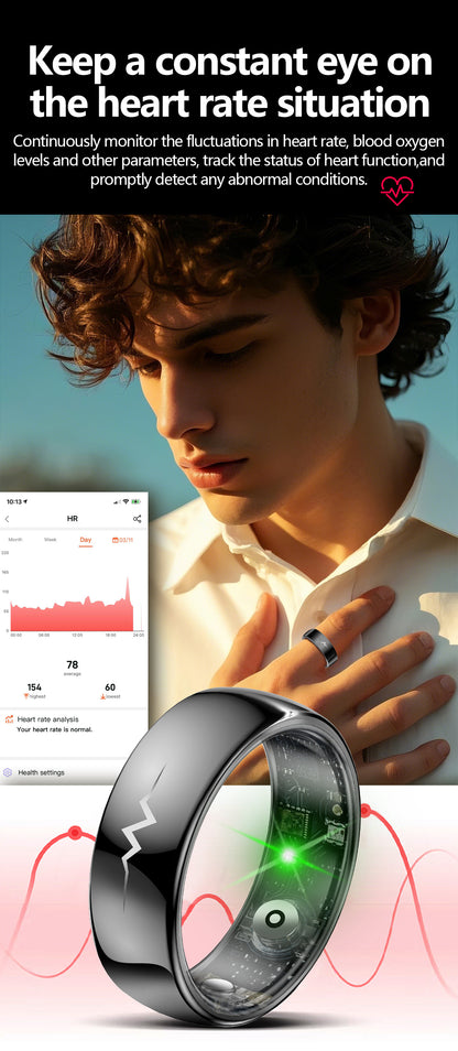 YEESH - Q520 Smart Ring – Premium Hälsoring med ECG, Pulsmätning, AI Hälsomonitorering och 5 ATM Vattentålighet
