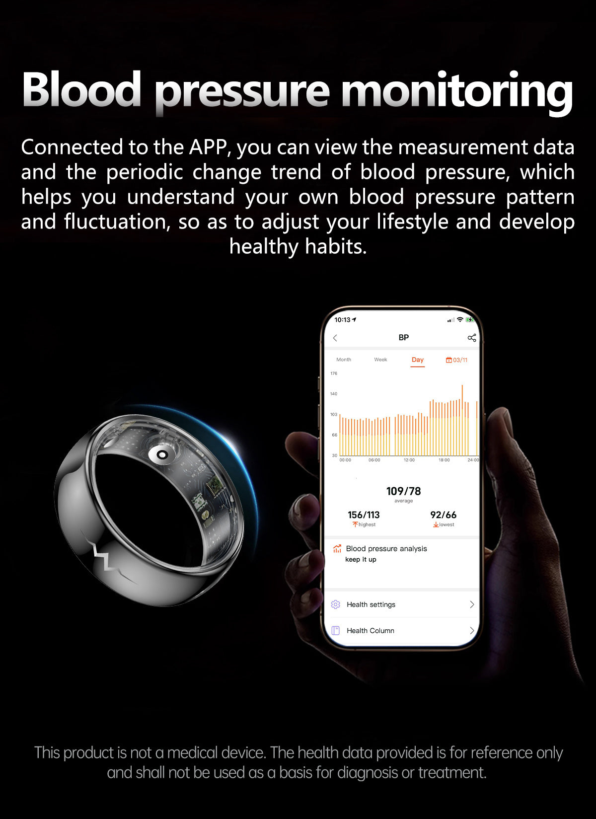 YEESH - Q520 Smart Ring – Premium Hälsoring med ECG, Pulsmätning, AI Hälsomonitorering och 5 ATM Vattentålighet