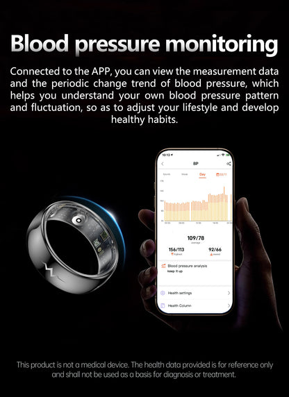 YEESH - Q520 Smart Ring – Premium Hälsoring med ECG, Pulsmätning, AI Hälsomonitorering och 5 ATM Vattentålighet