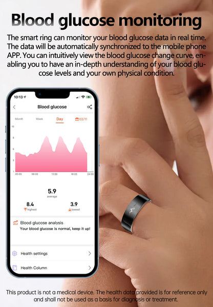 YEESH - Q520 Smart Ring – Premium Hälsoring med ECG, Pulsmätning, AI Hälsomonitorering och 5 ATM Vattentålighet