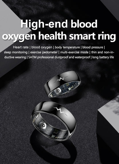 YEESH - Q520 Smart Ring – Premium Hälsoring med ECG, Pulsmätning, AI Hälsomonitorering och 5 ATM Vattentålighet