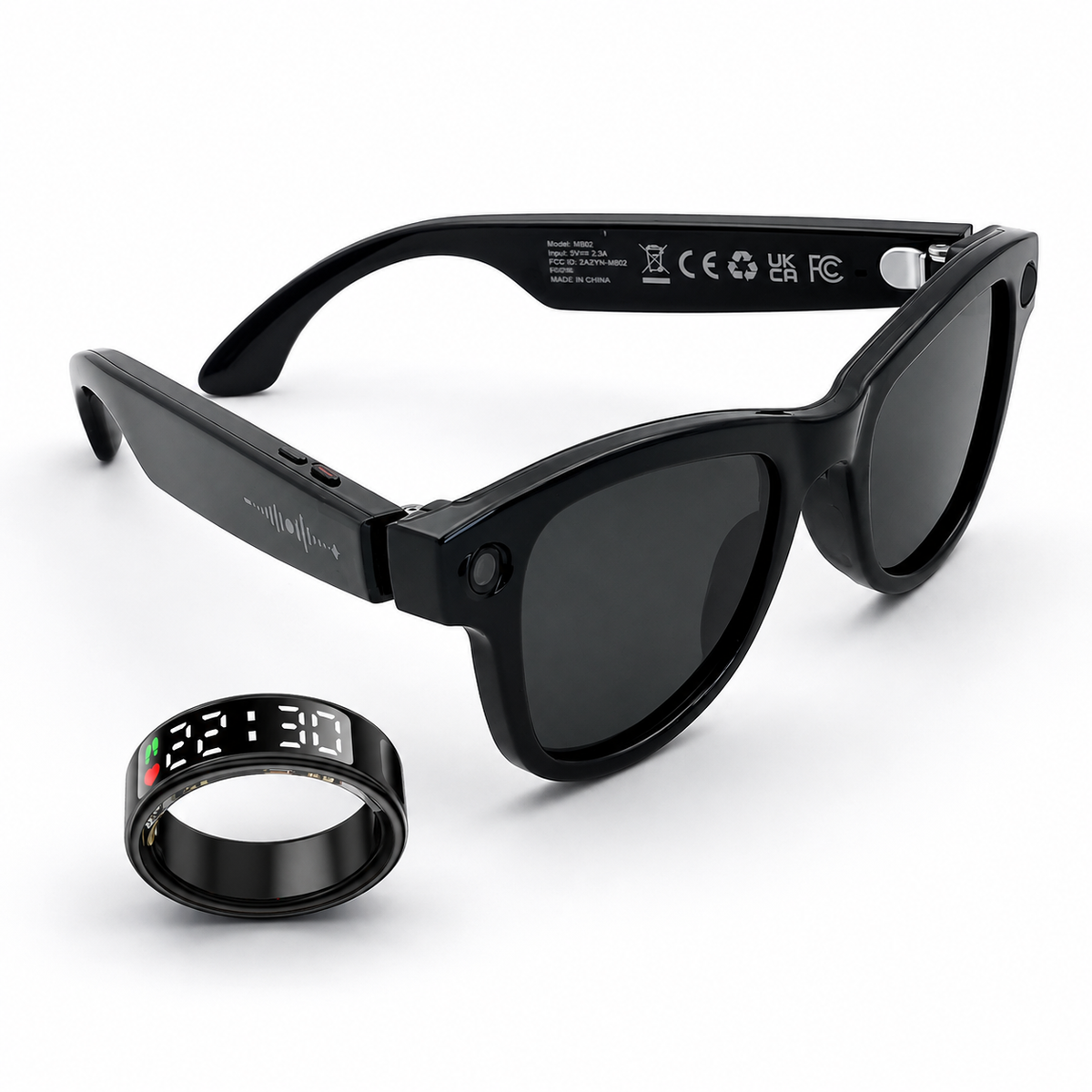 YEESH - Bundle GS5MAX AI-glasögon + SR08 AI Smart Ring
