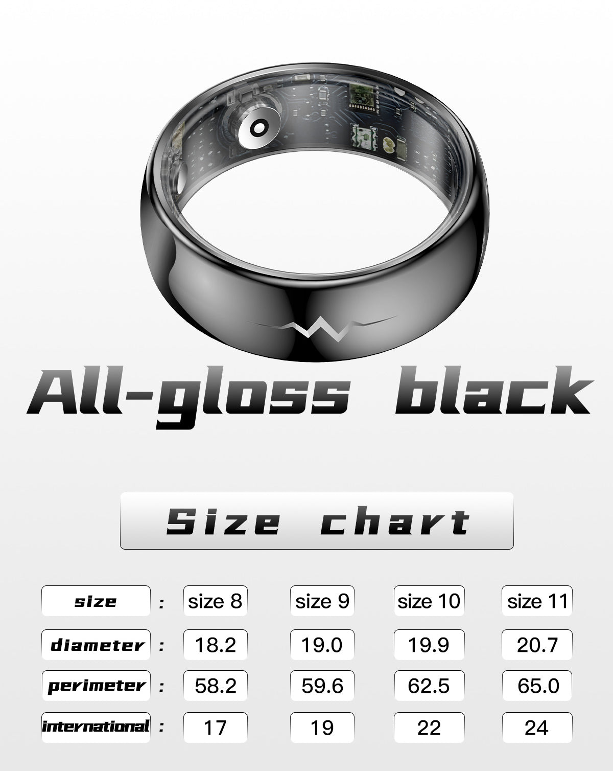 YEESH - Q520 Smart Ring – Premium Hälsoring med ECG, Pulsmätning, AI Hälsomonitorering och 5 ATM Vattentålighet