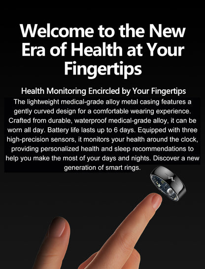 YEESH - Q520 Smart Ring – Premium Hälsoring med ECG, Pulsmätning, AI Hälsomonitorering och 5 ATM Vattentålighet