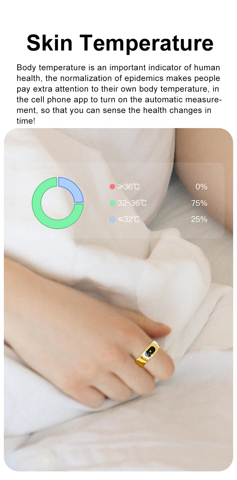YEESH - R08 Smart Ring – Smart Hälsoring med Pulsmätare, SpO₂, Sömnmätning, Stressmätning och Aktivitetsspårning