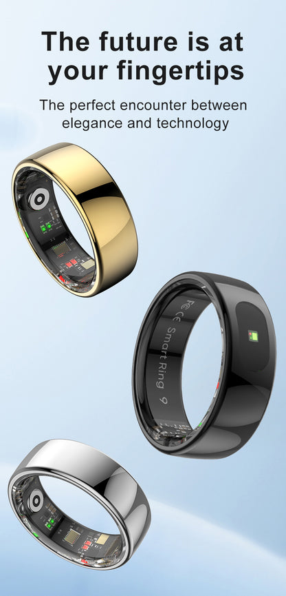 YEESH - R08 Smart Ring – Smart Hälsoring med Pulsmätare, SpO₂, Sömnmätning, Stressmätning och Aktivitetsspårning