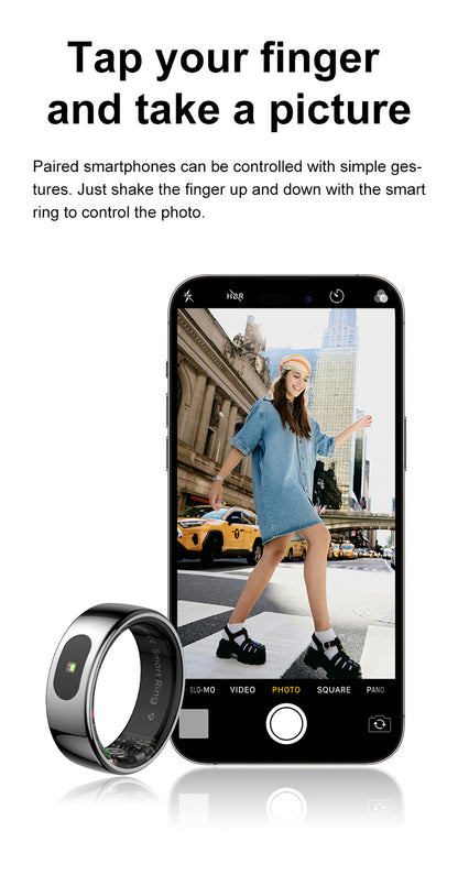 YEESH - R08 Smart Ring – Smart Hälsoring med Pulsmätare, SpO₂, Sömnmätning, Stressmätning och Aktivitetsspårning