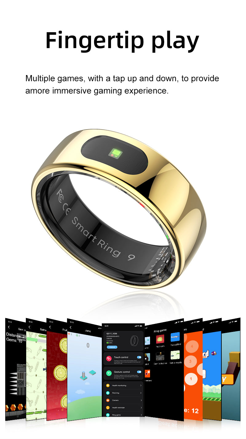YEESH - R08 Smart Ring – Smart Hälsoring med Pulsmätare, SpO₂, Sömnmätning, Stressmätning och Aktivitetsspårning