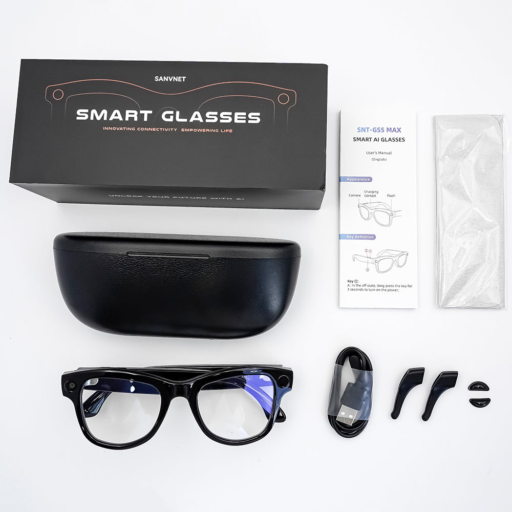 YEESH - GS5 MAX AI Smart Glasses – Premium Smarta Glasögon med 4K-kamera, AI-assistent, Bluetooth & Realtidsöversättning