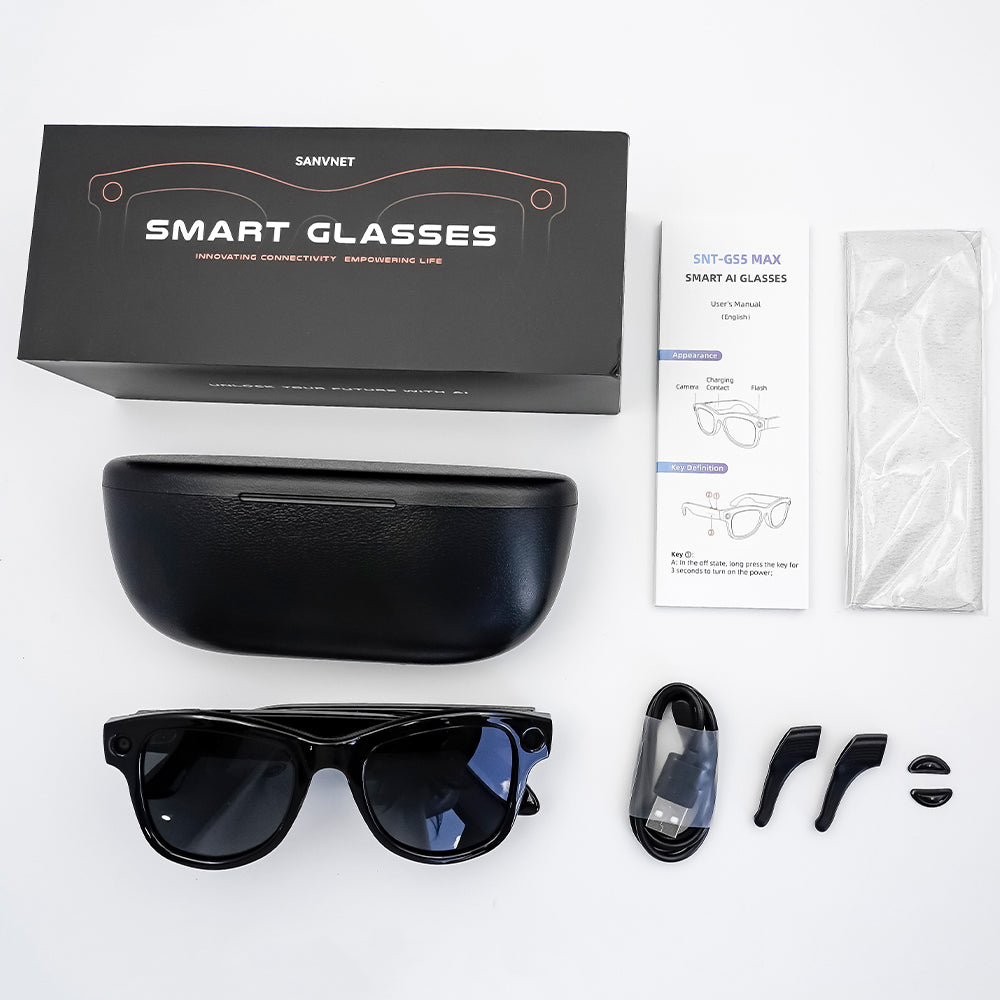 YEESH - GS5 MAX AI Smart Glasses – Premium Smarta Glasögon med 4K-kamera, AI-assistent, Bluetooth & Realtidsöversättning