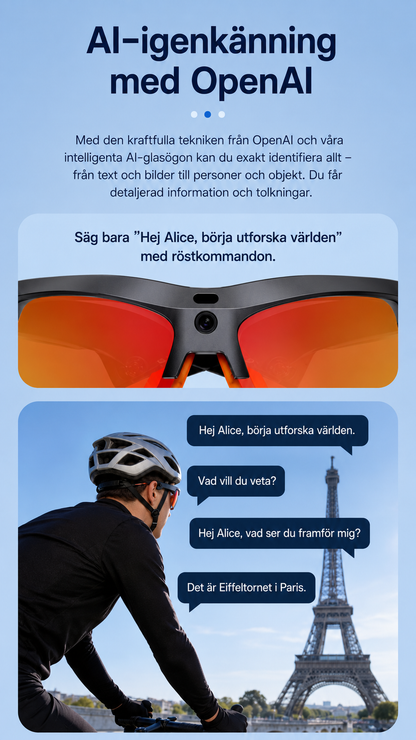 YEESH - E08 AI Smart Glasses – Premium Smarta Glasögon med 13 MP-kamera, Wi-Fi 6, AI-assistent & Realtidsöversättning