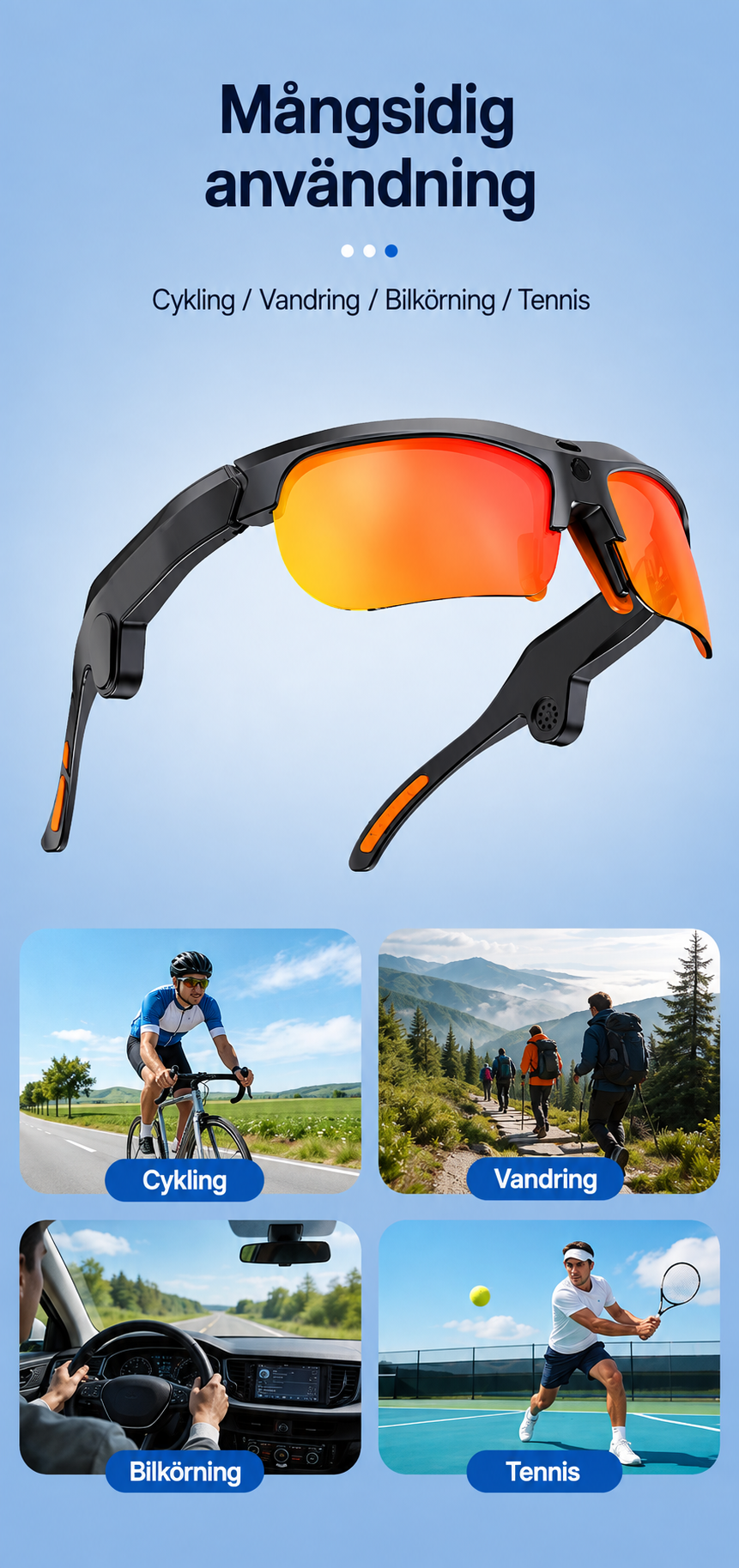 YEESH - E08 AI Smart Glasses – Premium Smarta Glasögon med 13 MP-kamera, Wi-Fi 6, AI-assistent & Realtidsöversättning